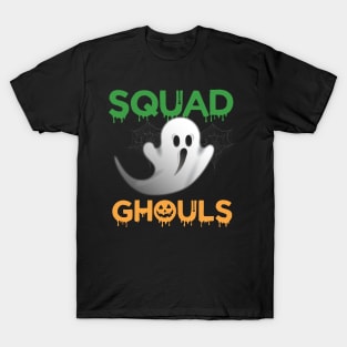 Green Squad White Ghost Orange Ghouls Pumpkin Hallowe'en T-Shirt